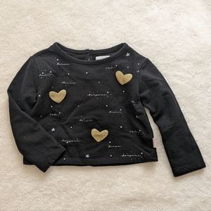BCBGirls Long Sleeve Gold Heart Shirt. Size 2T.
